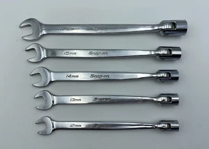 SNAP ON 12 13 15 14 17MM METRIC 12 PT SWIVEL FLEX HEAD OPEN END WRENCH Set Lot - Bild 1 von 5