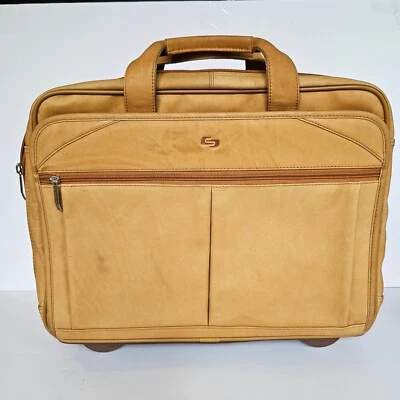 Solo New York Walker Brown Camel Leather Rolling Briefcase Laptop Travel M974.4 - image 1 of 4