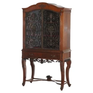 Antique French Panier de Fleurs Berkey & Gay School Carved Mahogany Credenza - Picture 1 of 20