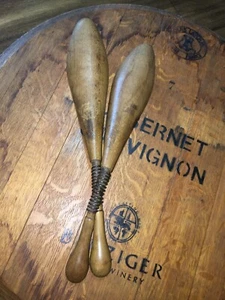 beautiful pair~antique primitive shoe lasts~wood with spring in center~1900's~ - Picture 1 of 11