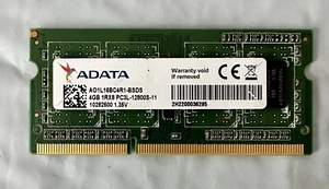 ADATA 4GB 1RX8 DDR3L 1600 MHz PC3L-12800S LAPTOP SODIMM AO1L16BC4R1-BSDS - Picture 1 of 1