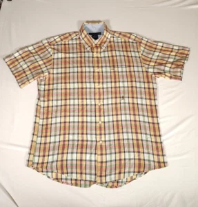 Tommy Hilfiger Button Down Shirt Adult Medium Plaid Short Sleeve Mens - Picture 1 of 11