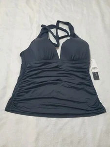 La Blanca Island Goddess Womens Swim Top Black 14 F15 - Picture 1 of 4