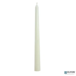 25 Ivory Unscented Wax Taper Candles 8 Hour Burn Time - Picture 1 of 1