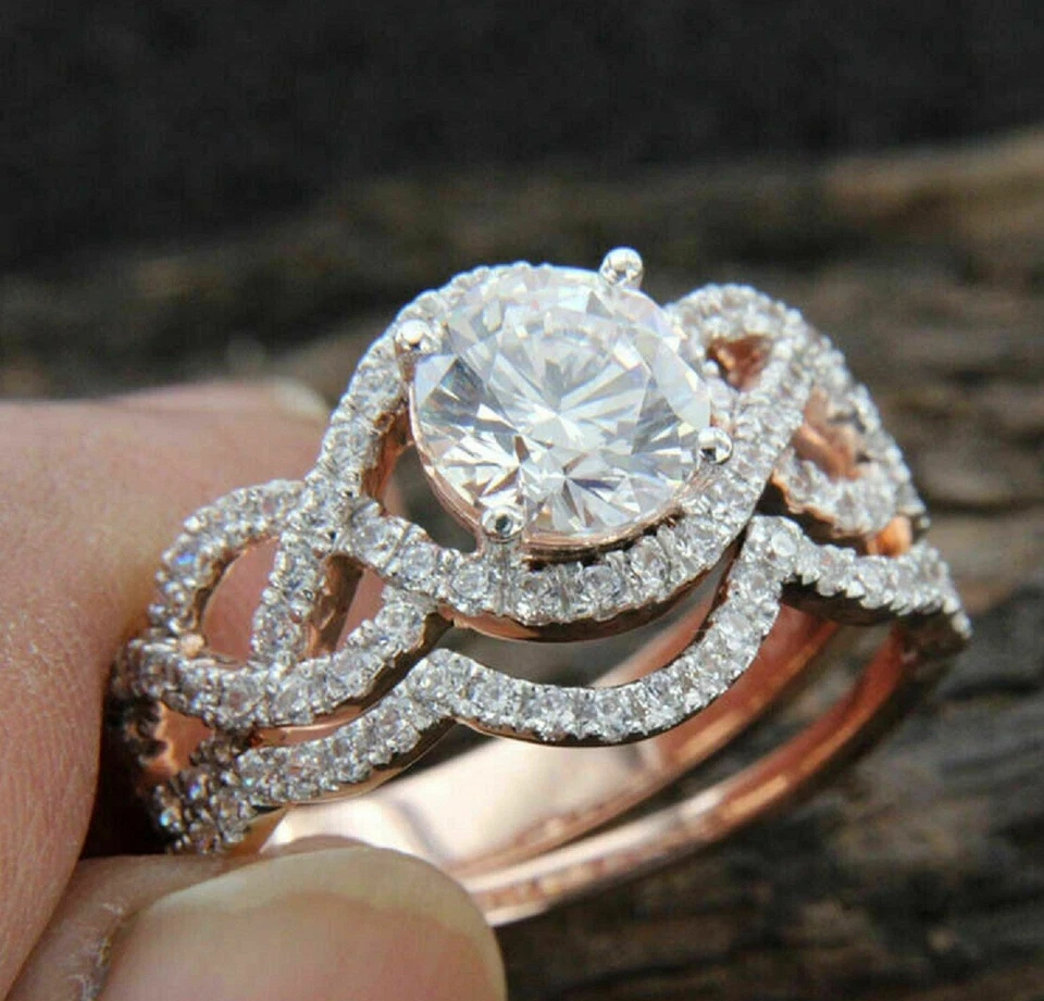 3.89ct Round Cut MOISSANITE Solitaire Engagement Ring Wedding Band 14k Rose Gold - Изображение 1 из 1