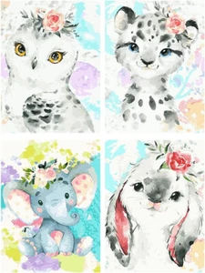 Paint by Number for Adults,Animals Paint by Numbers for Adults Beginner, 4 Pack - Picture 1 of 5