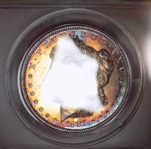 MORGAN SILVER DOLLAR 1881 S ANACS MS 63 MONSTER RAINBOW WOW COLORS! - Picture 1 of 6
