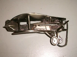 Fibbia cintura biplano 3D aperto lavoro aereo vintage 1981 TGABC #383 colore argento - Foto 1 di 4