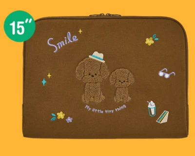 Brown Curly Poodle waterproof canvas Laptop Notebook Sleeve Case Bag Pouch 15" - Image 1 of 4