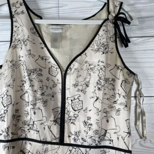 LIZ CLAIBORNE BLACK & WHITE PRINT SLEEVELESS DRESS ARTSY TEACHERCORE Y2K Vtg - Picture 1 of 4