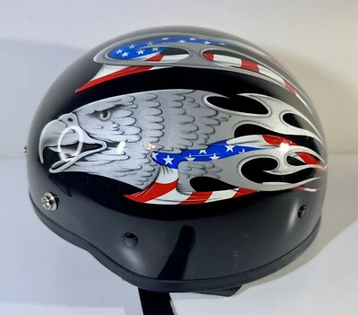 Harley Davidson Vintage Helmet Screaming Eagle U.S. Flag Flame Size M 58 *READ - Image 1 of 4