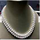 New hot AAAA 7-8mm round Akoya white pearl necklace 36inch14kp Yellow Gold Clasp