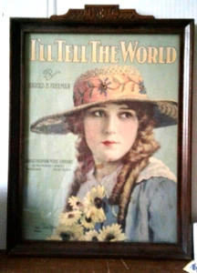Partituras Mary Pickford enmarcadas I'll Tell The World de Harold B. Freeman 1919 - Imagen 1 de 4