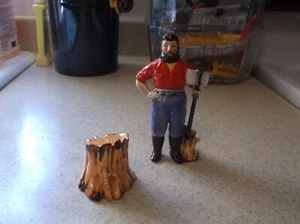 Vintage Paul Bunyan Salt and Pepper Shaker Set- Axe and Log - Picture 1 of 12