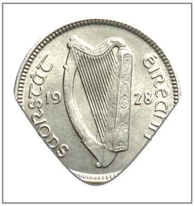 IRISH HARP Guitar Pick - silver pence lucky coin plectrum - FREE SHIPPING - Picture 1 of 2