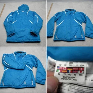 Spyder Avenger Ski Jacket Youth 18 Blue Zip ocket Hood FullZip Insulated Winter - Picture 1 of 19