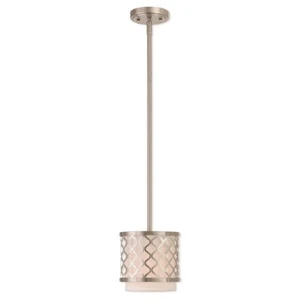 Livex Lighting Aresque 1 Light Mini Pendant in Brushed Nickel - 41101-91 - Picture 1 of 1
