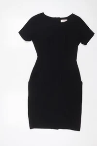 NEXT Womens Black Polyester Bodycon Size 6 Boat Neck Zip - Picture 1 of 10