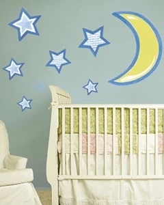 Murales grandes de vinilo pelar y pegar Stars and Moon Wallies - Imagen 1 de 1