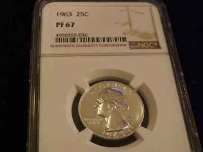 1963    25C      Washington Quarter        NGC   PF  67  - Image 1 of 2