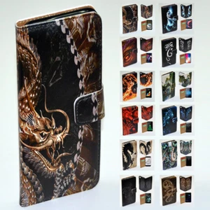 For Sony Xperia Series - Dragon Theme Print Wallet Mobile Phone Case Cover - Picture 1 of 13