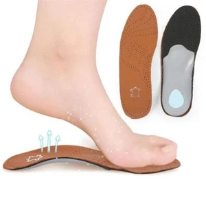Leather Orthotic Flat Foot Shoe Insoles High Arch Support Orthopedic Shoe Pad US - Picture 1 of 16