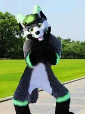 Disfraz de mascota husky peludo largo disfraz fiesta de Navidad Foto 1 de 3