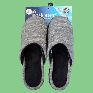 NUEVO Isotoner Andrea Space Tejido Deslizable Zapatilla Negro Gris Mujer Talla XL 9.5-10 EE. UU. - Imagen 1 de 6