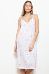 NEU Damen York 100 % Baumwolle Blumenmuster Riemen Nachtkleid/Loungewear - Bild 1 von 3