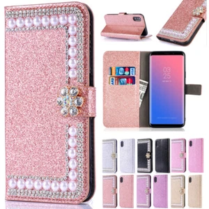 For Samsung J5 J7 Pro J8 A8 2018 Magnetic Flip Leather Diamond Wallet Case Cover - Photo 1 sur 31