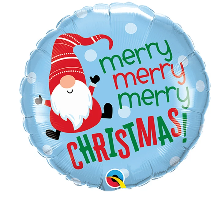Merry Christmas Gnome/Gonk Foil 18" Qualatex Balloon 19772 - Image 1 of 1