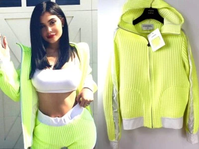 3K Chanel 2017 Kylie Green Sport Logo Jacket 36 38 40 42 4 6 8 10 Coat Hood S M - Image 1 of 4