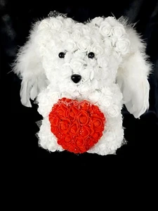 Personalised Angel Wings Rose Flower Bear Memorial Birthday Graveside Loss Baby - Picture 1 of 4