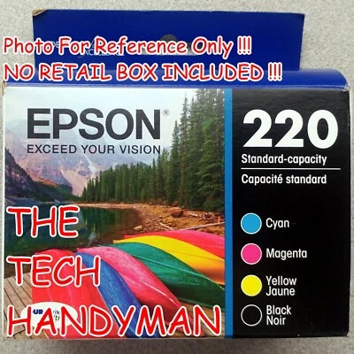 4-PACK EPSON GENUINE 220 BLACK & COLOR INK (NO RETAIL BOX) EXPRESSION XP-320 - Image 1 of 2