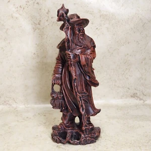 Antique Hand Carved Resin Old Chinese Man Figurine W/ Stick Preowned Rare 2/79 - Picture 1 of 10