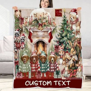 Nova Scotia Duck Tolling Retriever Dog Blanket Personalized Woven Christmas NWT - Picture 1 of 13