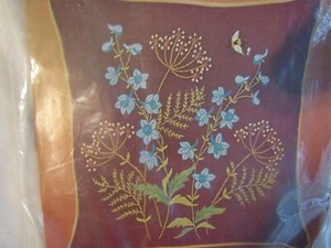 Bucilla Needlecraft Kit Larkspur & Lace 16 inch square Pillow Embroidery - Picture 1 of 15