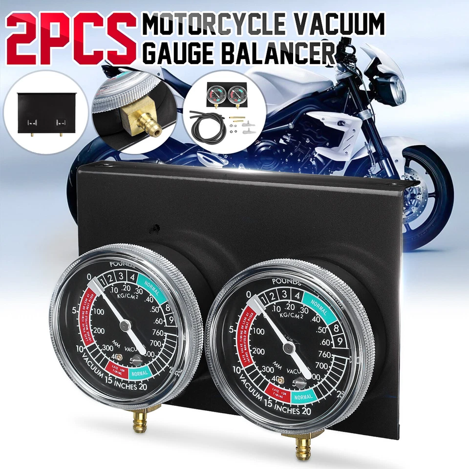 2 Cylinder Motorcycle Carb Carburetor Vacuum Gauges Balancer Synchronizer Kit US - Image 1 of 4