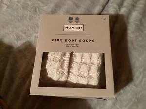 hunter kids cable boot socks hunter white stitch cable med 11-13 kids - Picture 1 of 3