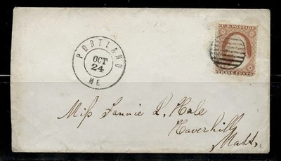 COVER cds PORTLAND ME.FKD Sc# 26 w/GRID CANCEL - Image 1 of 4