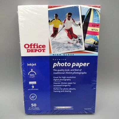 NEW Office Depot Photo Paper High Gloss for InkJet Printers Size 4"X6" 50 Sheets - Image 1 of 4