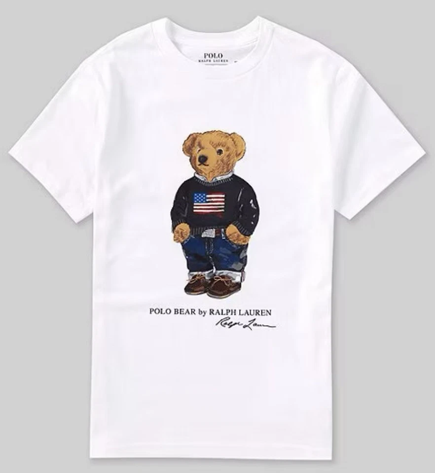 NWT, Boys RALPH LAUREN White Short Sleeved Polo Bear T-Shirt. Size 4T. Eu 104 - Image 1 of 1