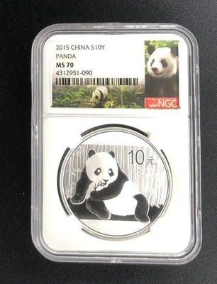 2015 China S10Y Panda NGC MS 70 Silver Coin UNC RARE #090 - Image 1 of 2