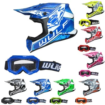 Wulfsport Kids Air-X Helmet & Goggles Cub Off Road Helmet Motorcross ATV Crash