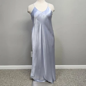 Banana Republic 100% Seide Maxi Schlupf Kleid Gr. XL eisblau lang Satin minimalistisch - Bild 1 von 9