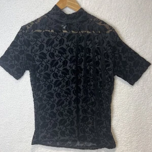 Frazier Lawrence Vtg Black Velvet Sheer Top Blouse Sz L Fairy Witchy Grunge 90's - Picture 1 of 16