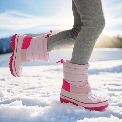 Botas de invierno para niños pequeños grandes cálidas acogedoras a media pantorrilla al aire libre nieve botas de esquí Foto 1 de 4