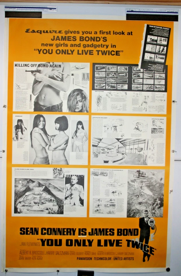 YOU ONLY LIVE TWICE  40X60 ESQUIRE MOVIE POSTER JAMES BOND 007 and BOND GIRLS  - Image 1 of 4