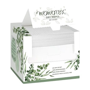 Disposable Face Towels 60 Count Biodegradable Soft Dry Wipes 10x12 Makeup - Picture 1 of 7