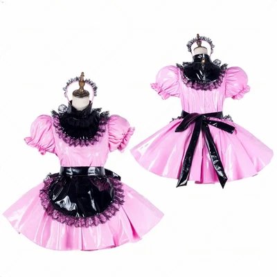 Niña Sissy criada bloqueable rosa PVC vestido cosplay disfraces hechos a medida Foto 1 de 4